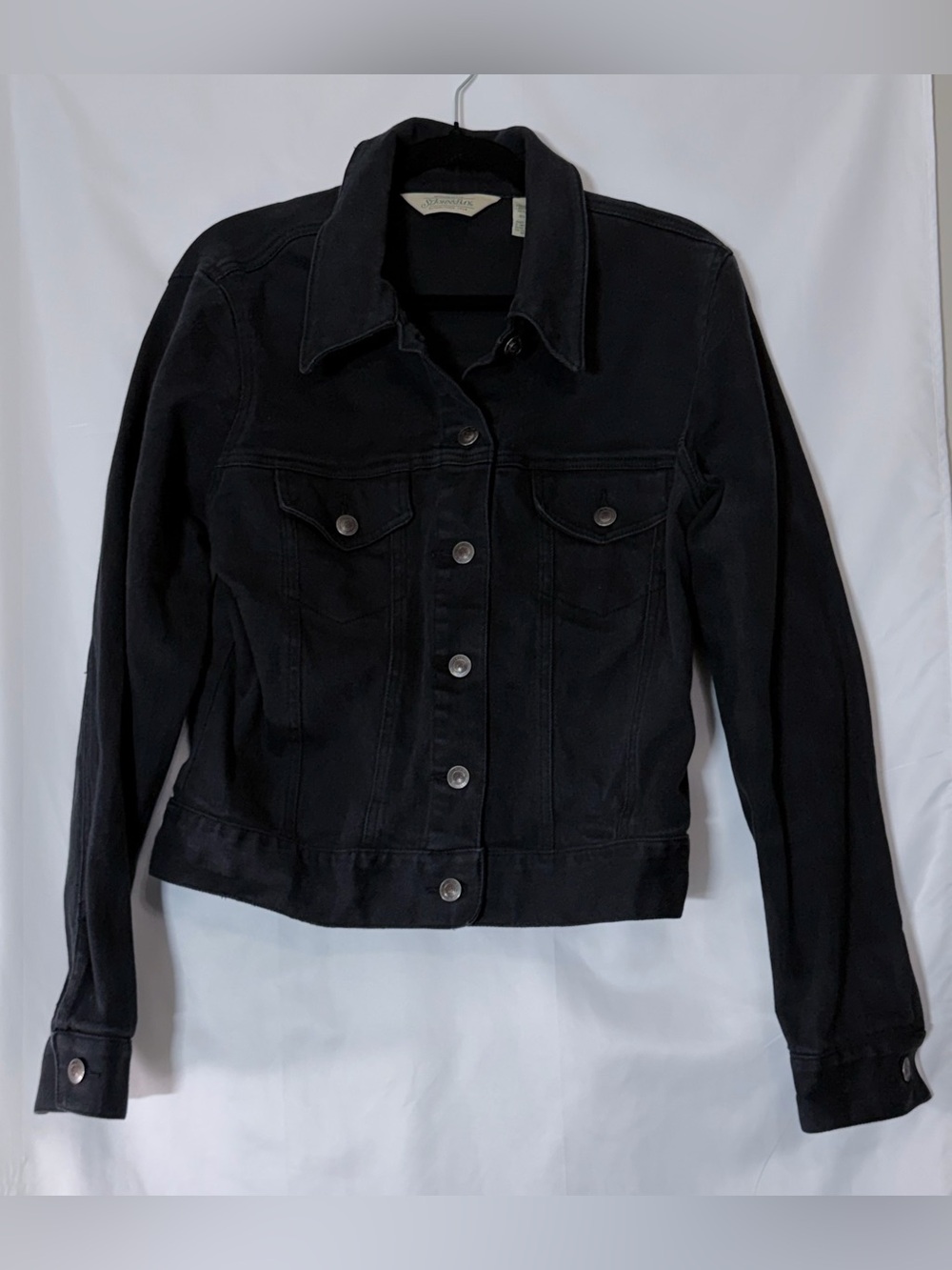 St. John’s Bay Black Stretch Denim Jacket Medium Tall